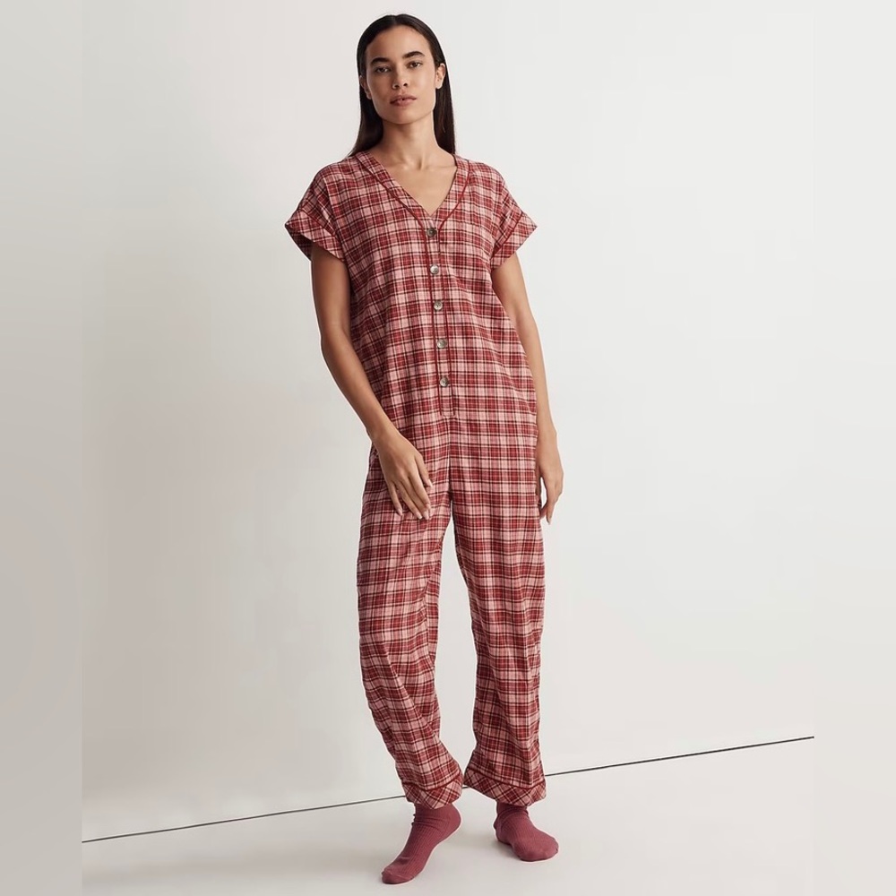 NWT Madewell Flannel Pajama Jumpsuit